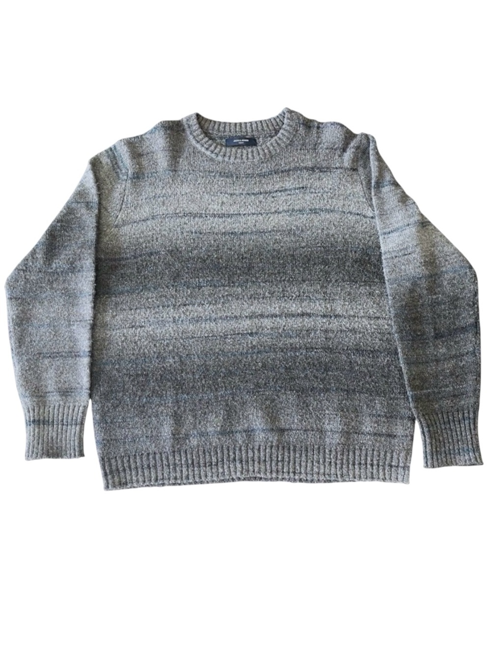 Jack & Jones Grey/Blue Gradient Knit Crewneck Sweater (XL)